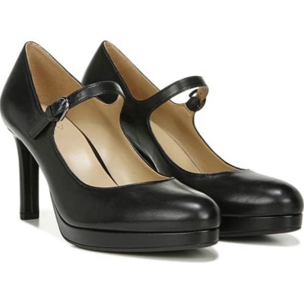 Naturalizer Black Leather Talissa Mary Jane Pump Heels Size 9.5